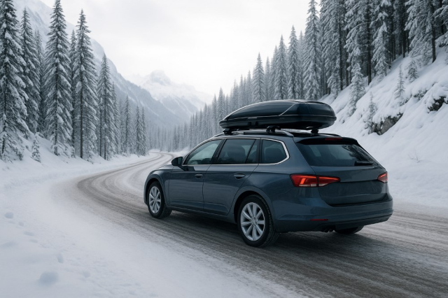 Krovni kofer zimi – kako bezbedno voziti po snegu, ledu i niskim temperaturama