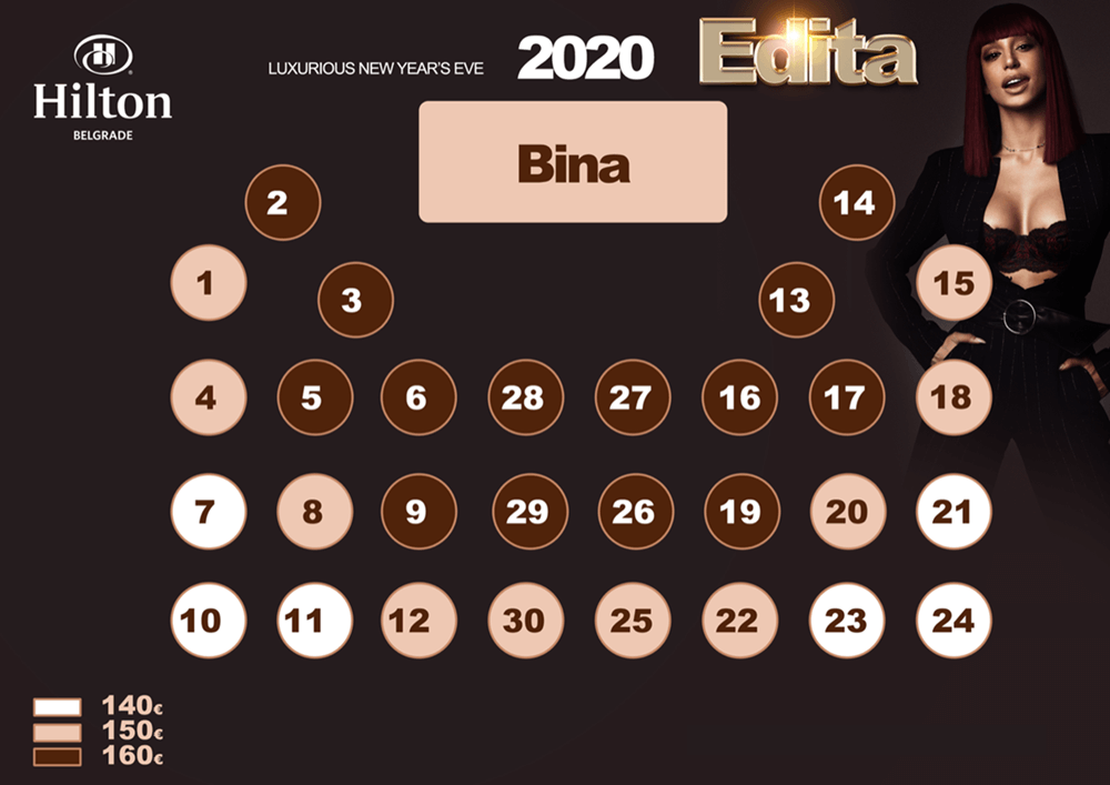 Hotel Hilton Nova godina Mapa sedenja