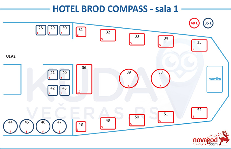 hotel kompas nova godina mapa sedenja sala 1